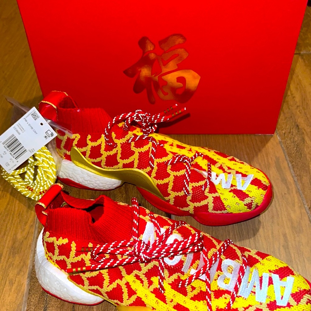 PHARRELL WILLIAMS ADIDAS CRAZY BYW CHINESE NEW YEAR SCARLET YELLOW WOMENS 5 NWT